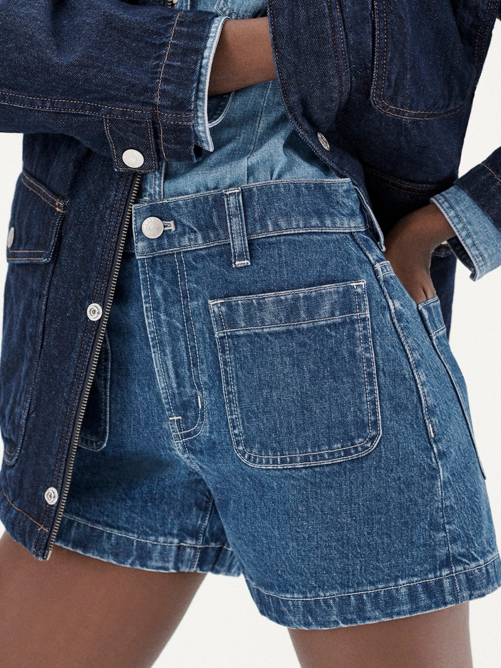 Madewell High Rise Sailor Denim Shorts Dark Wash